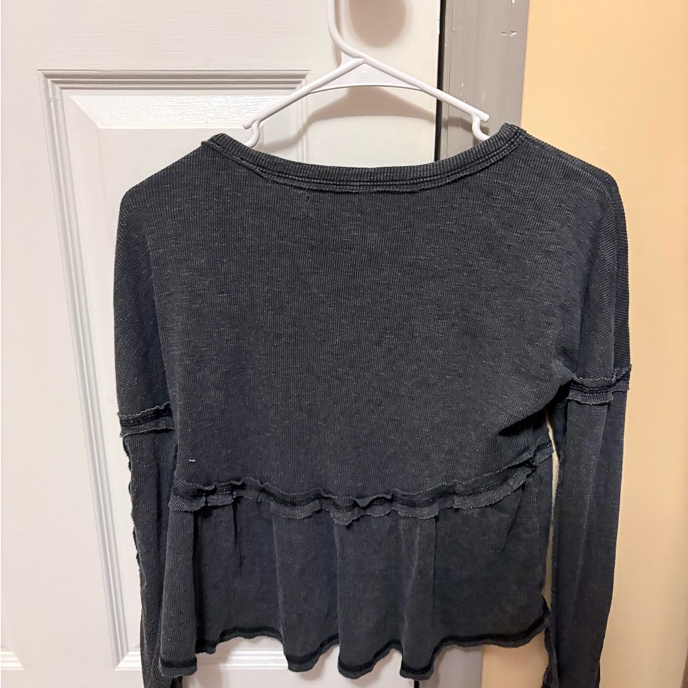Charcoal Ruffle Hem Sweatshirt